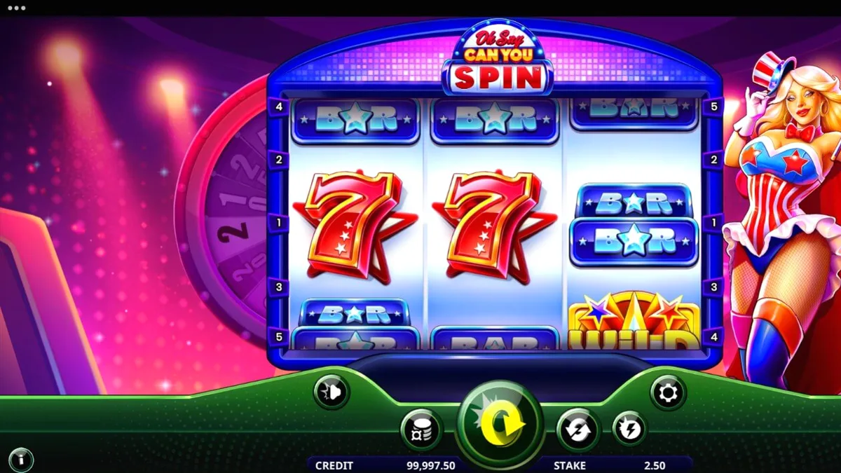 Interface visual do caça-níqueis Oh Say Can You Spin com tema patriótico